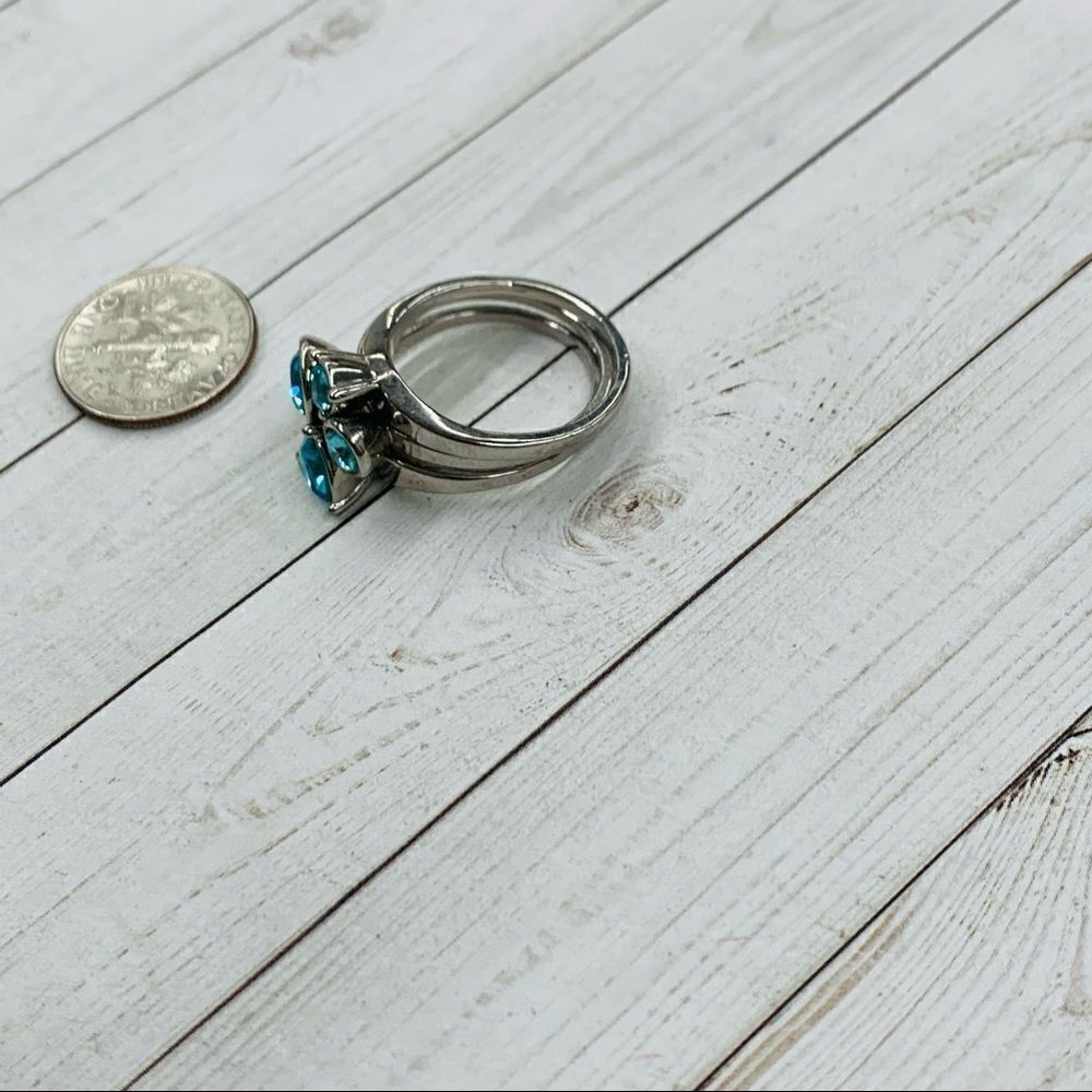 Blue Crystals Silver Stack Rings - Picture 3 of 3